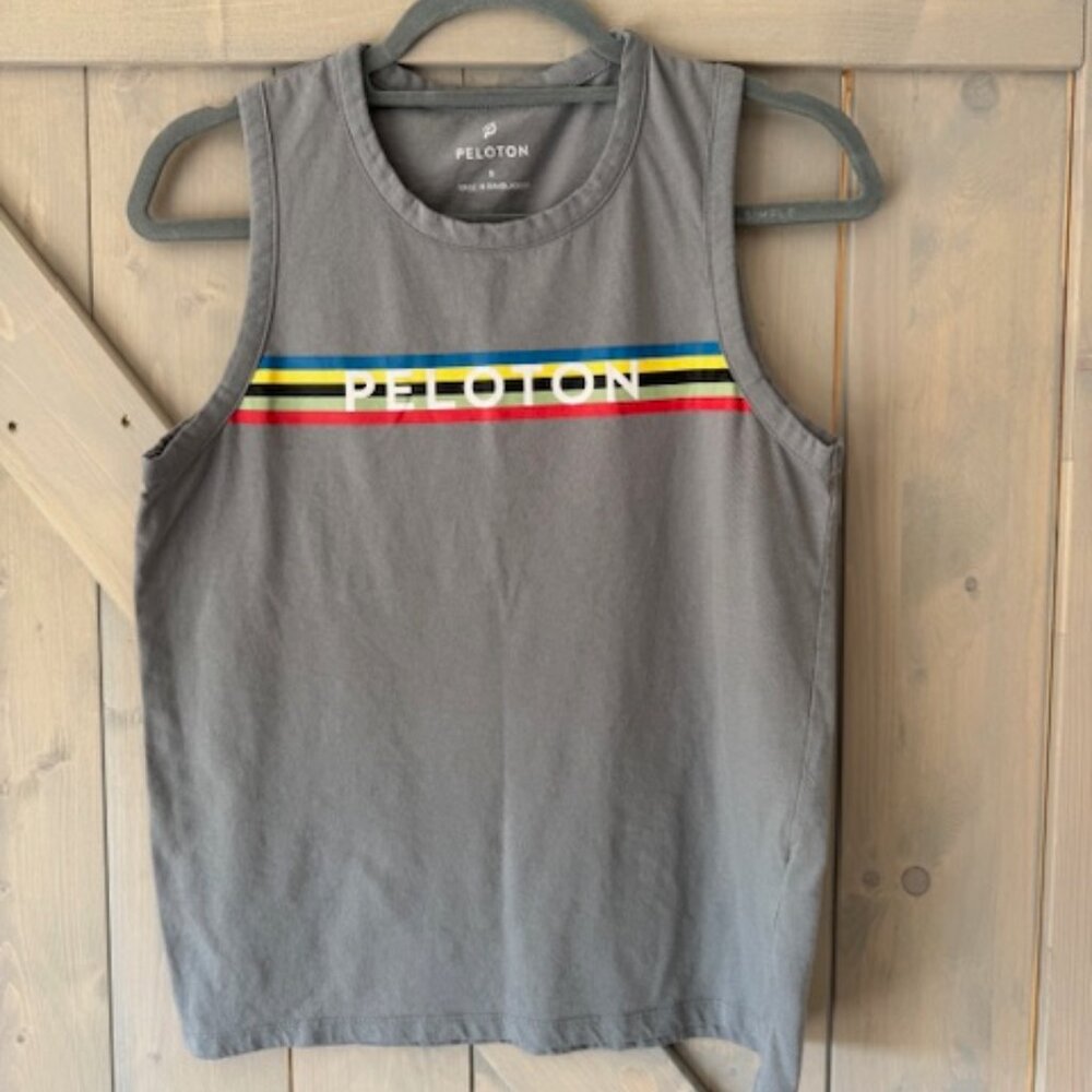 Peloton Tank Top with Stripes Womens Size Small EUC Gray